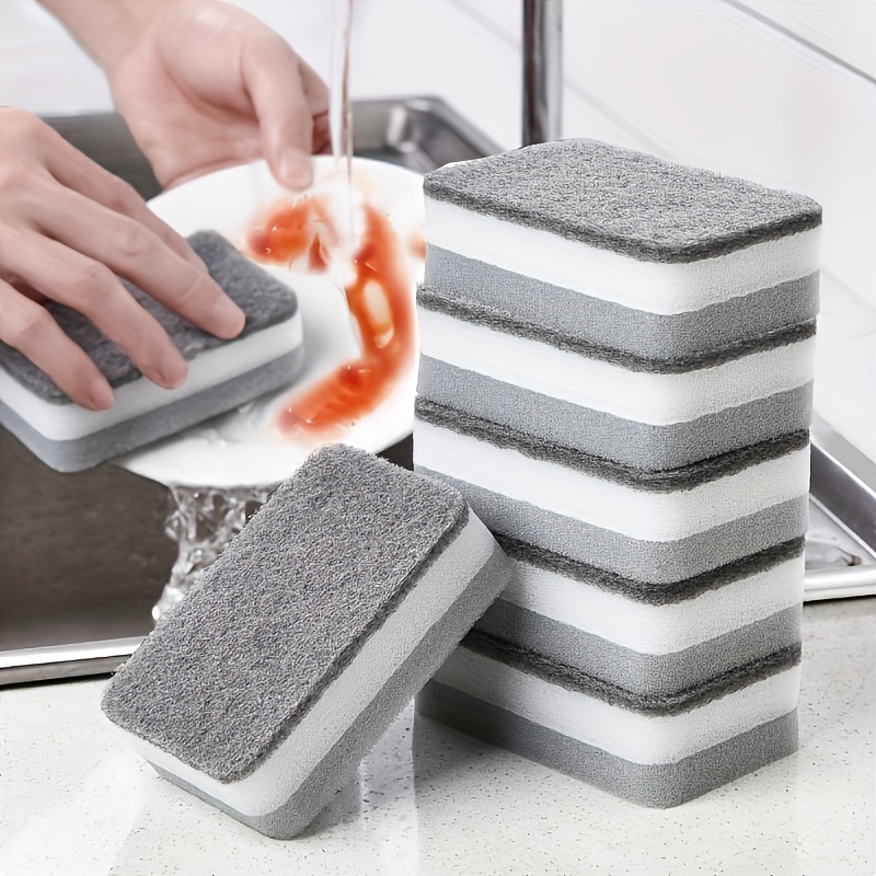 5PCS Scrub Sponges for Dishes Non-Scratch Microfiber Sponge Non Stick Pot Cleaning  Sponges Kitchen Tools Wash Pot Gadgets - AliExpress