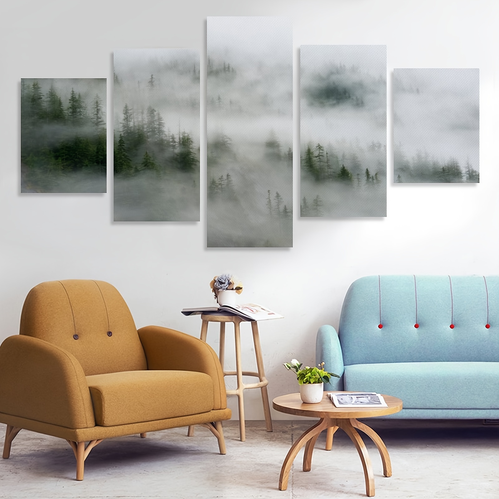 5pcs Set Stunning Hd Landscape Canvas Painting For Home Decor Vibrant ...