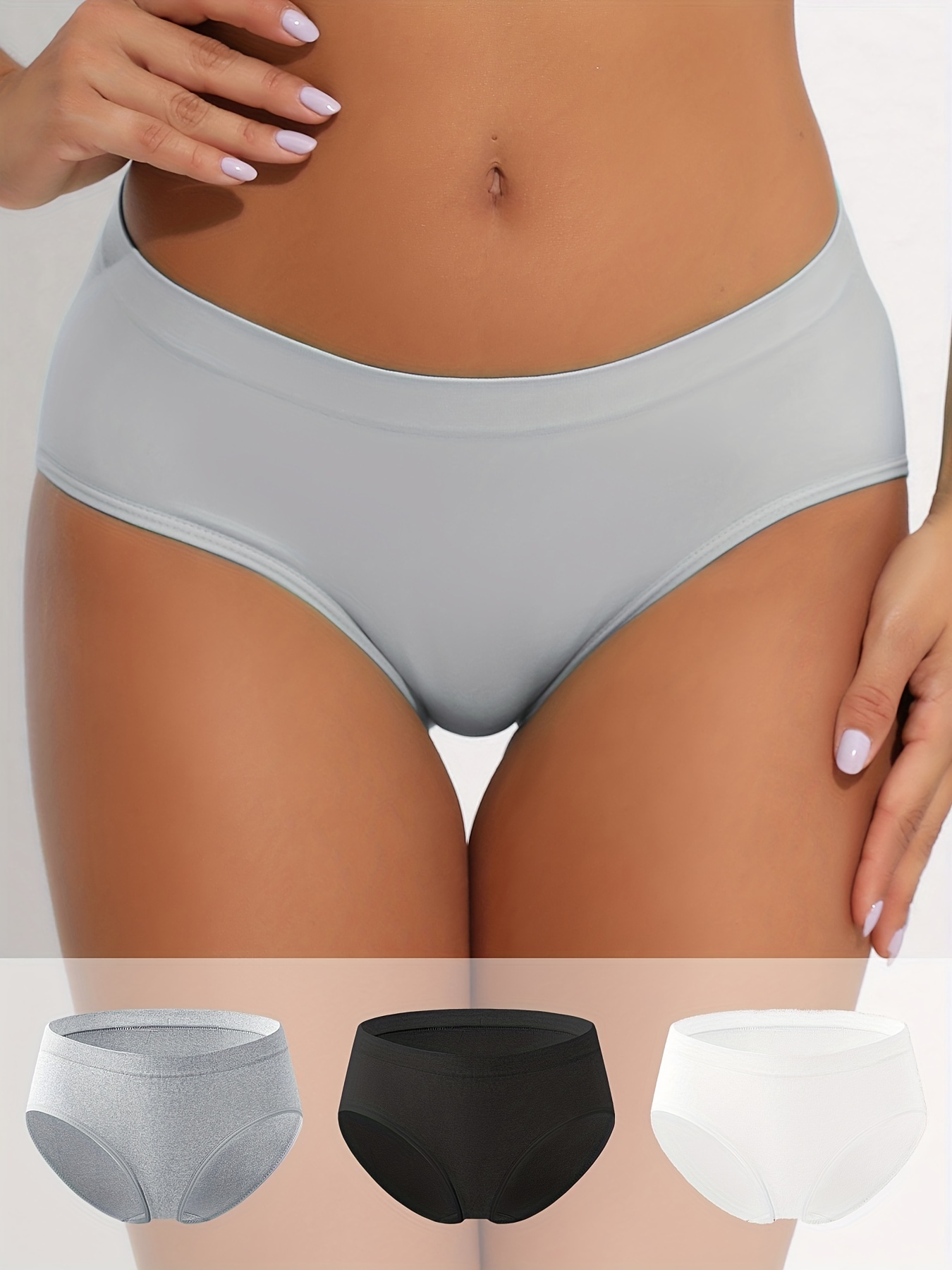 Seamless Solid Briefs Comfy Breathable Low Waist Stretchy - Temu