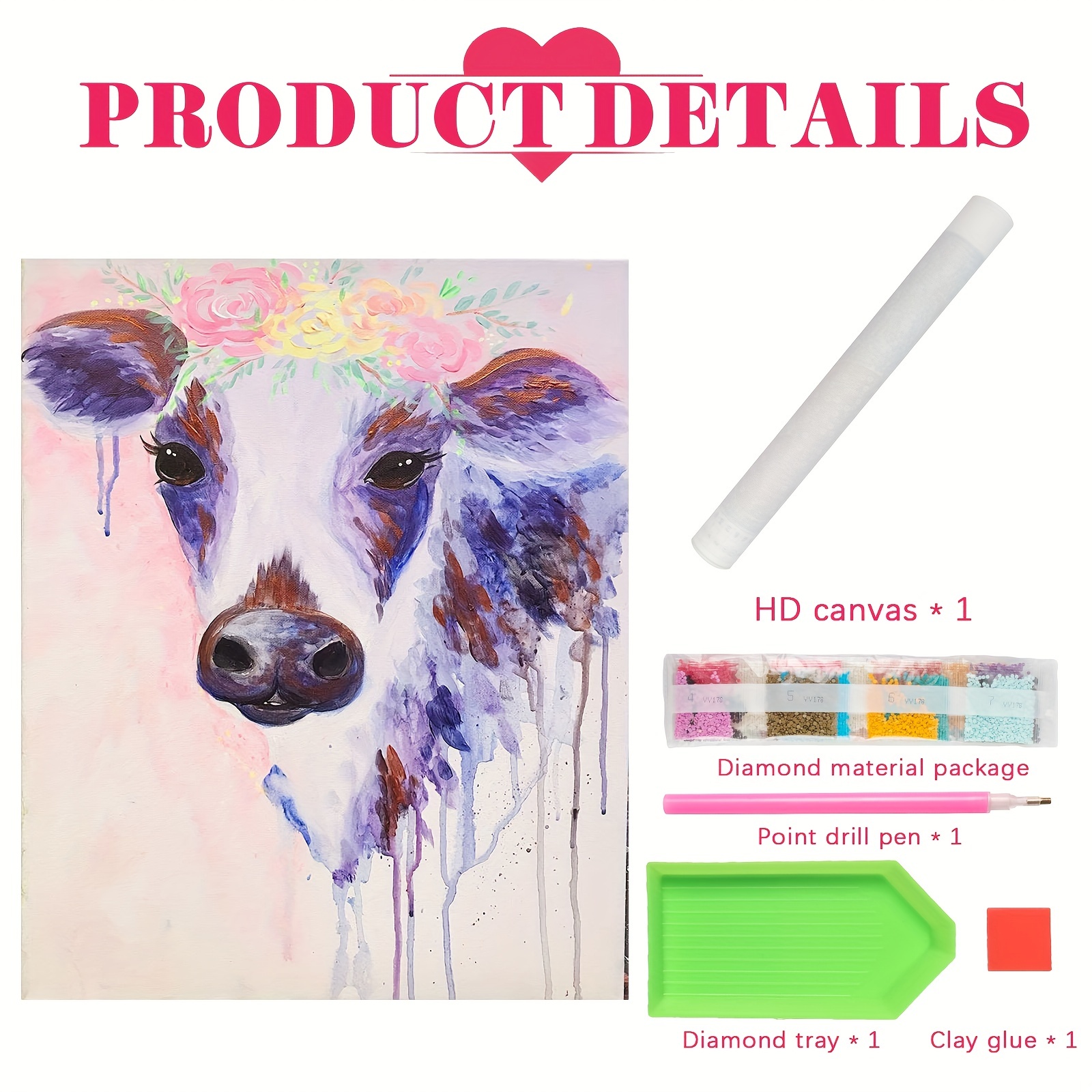 5D DIY Artificial Diamond Painting Cow Diamond Painting For Living Room  Bedroom Decoration