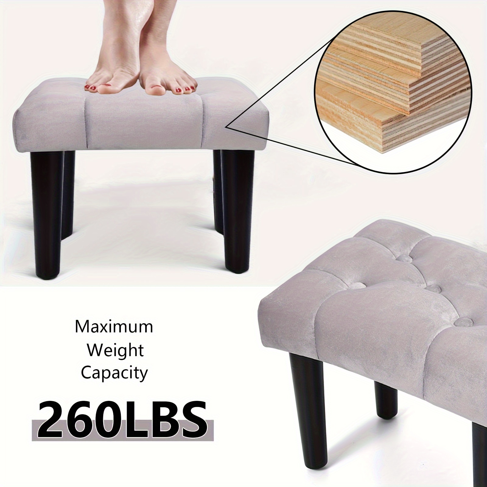 Footrest Stool Desk Rest Foot Ottoman Footstool Soft Velvet Pouffe