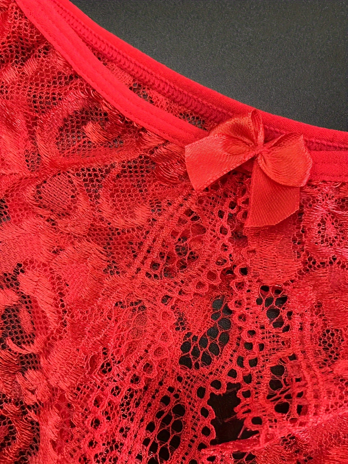 Openwork lace knickers with floral patterns in flame-red Daily Dentelle