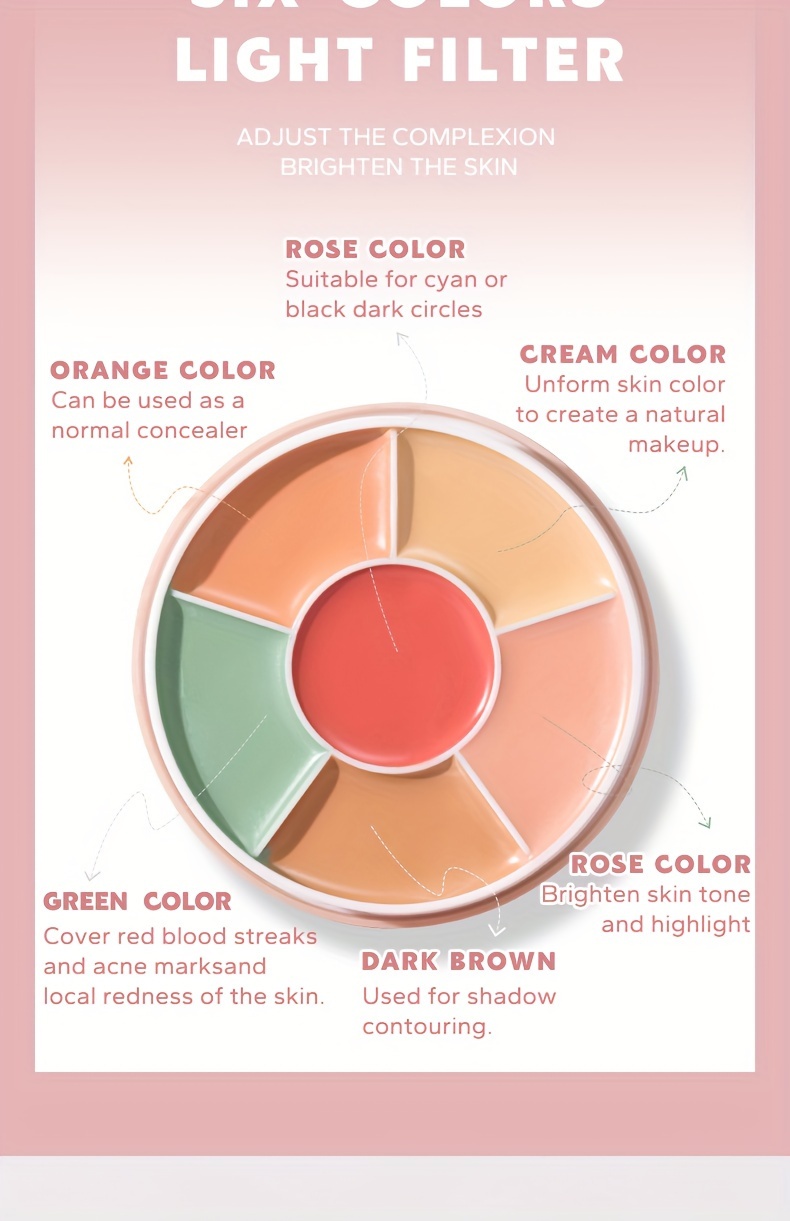 beauty glazed 6 color concealer for spotless brightened skin decrease tear gaps dark circles even skin tone details 2