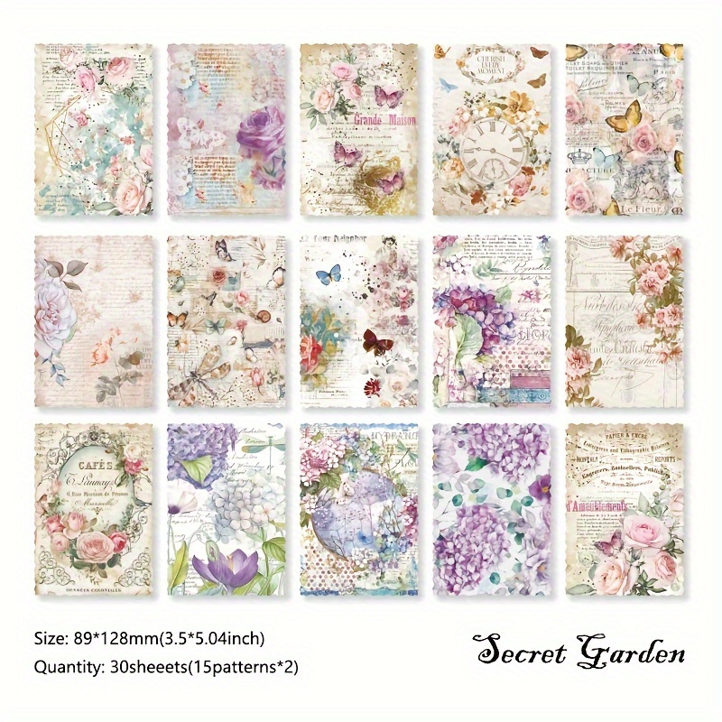 Vintage Floral Scrapbook Paper Journaling Supplies Aesthetic - Temu