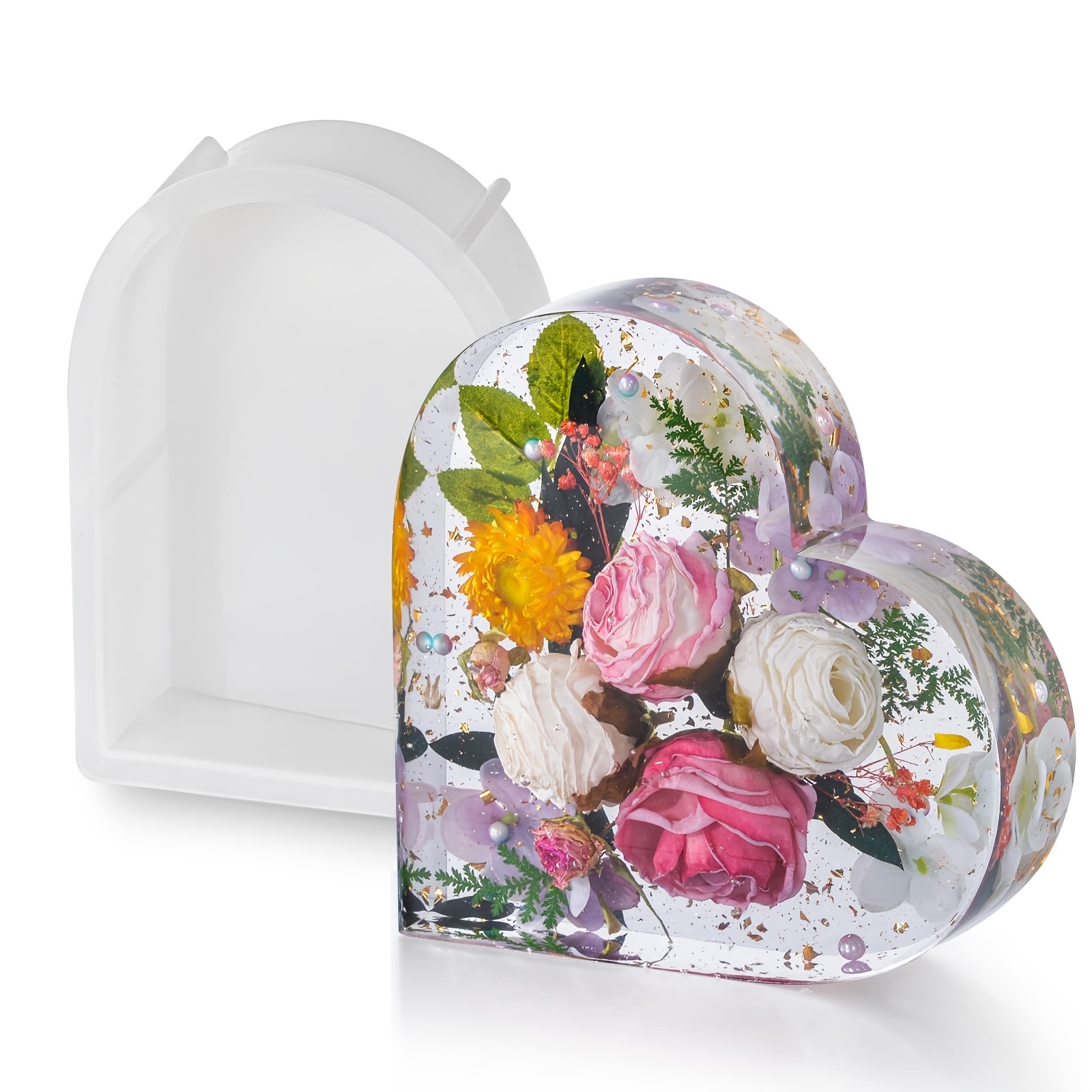 SAPBOND Large Resin Molds,Heart Silicone Molds For Flowers Preservation, Resin Art,Resin Casting,DIY Wedding 