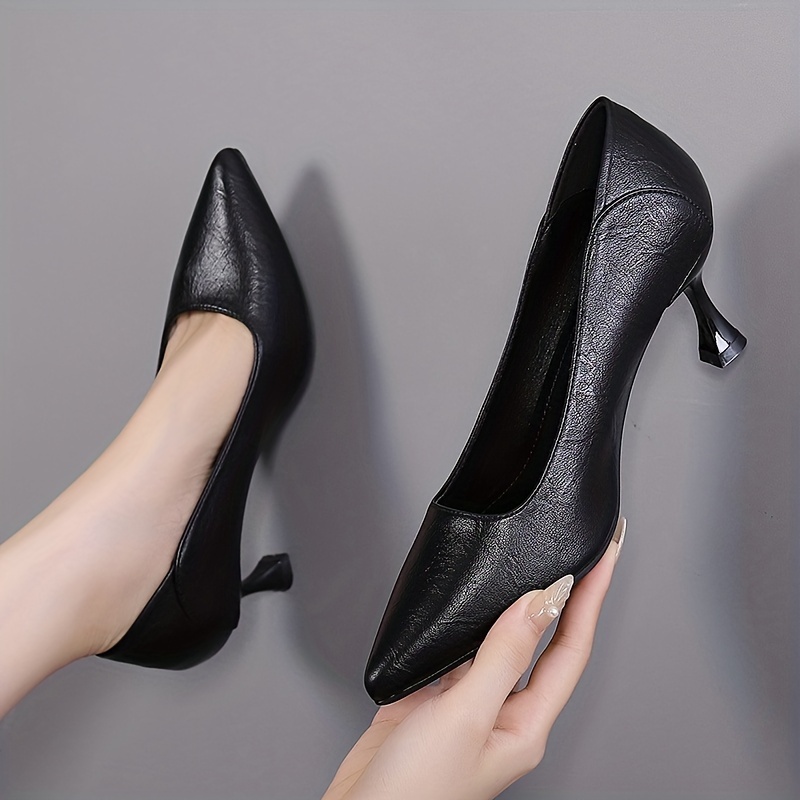 Zapatos Tacón Aguja Negros Mujer Elegantes Zapatos Sin - Temu