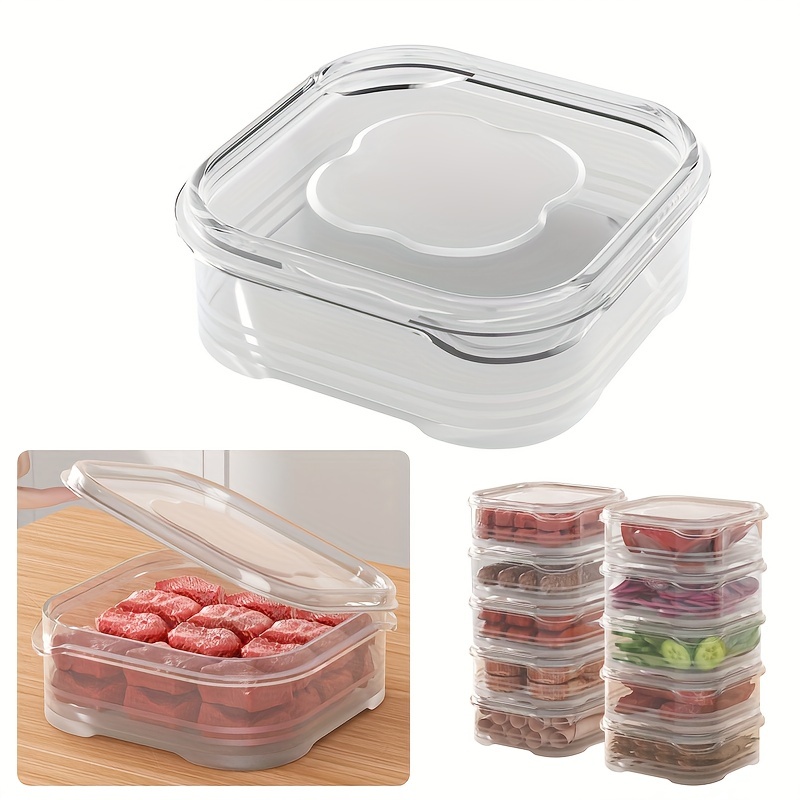 Refrigerator Storage Box Fridge Organizer Meat Fruit Vegetable Food  Container Sealed Fresh Box With Lid Kitchen Accessories