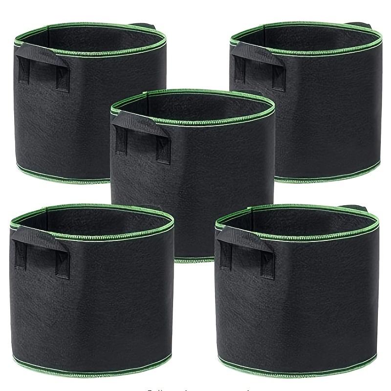 iPower 10 gal. Grow Bags Nonwoven Fabric Pots Aeration Container with Strap Handles (10-Pack), Black