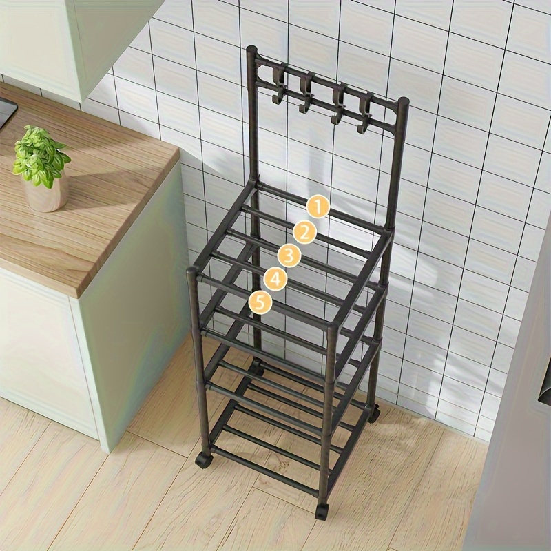 1pc 4 Layers Narrow Cabinet Rack With Wheels, Suitable For Bathroom,  Kitchen And Living Room