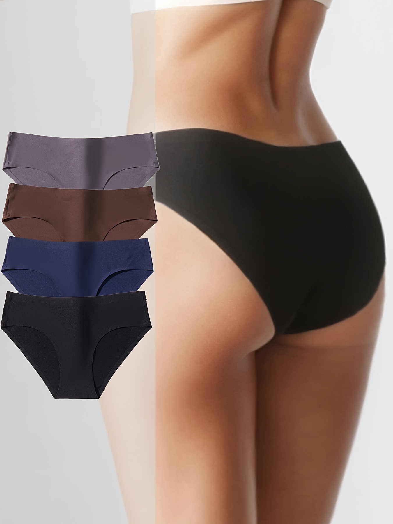 Women's No Show Seamless Underwear Thong Invisible Soft - Temu