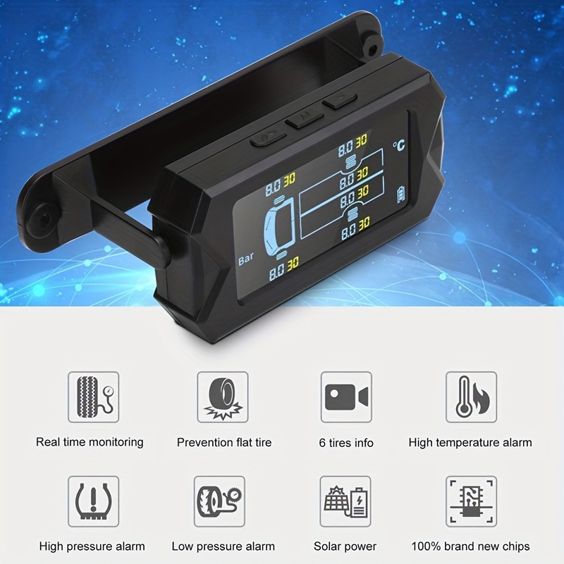 4 External Sensor Car TPMS Tire Pressure Temp Monitor System LCD Digital  Display
