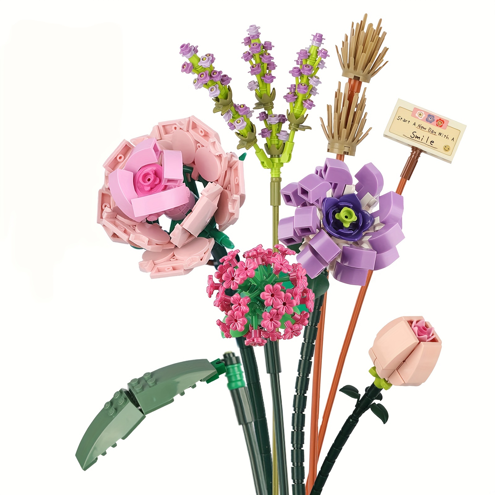 Mini Bricks Flower Bouquet Building Sets Artificial Flowers - Temu