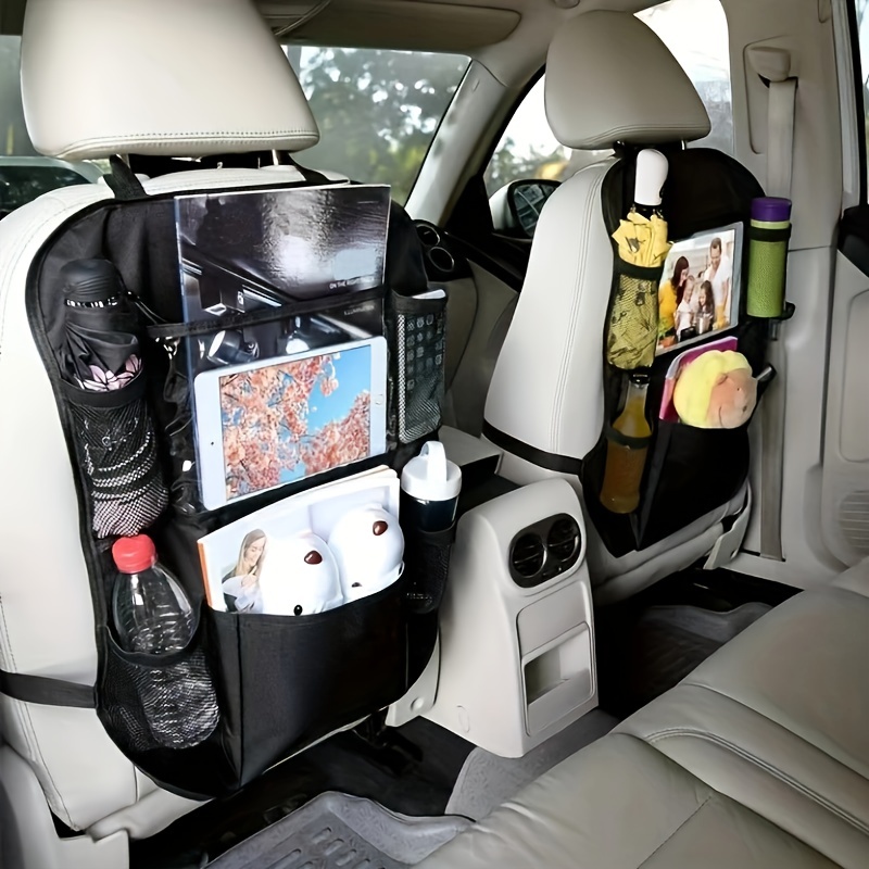 2pcs Car Backseat Hanging Storage Bags With 6 Pockets, Car Seat Back  Anti-Kick Mat, Car Seat Back Protection