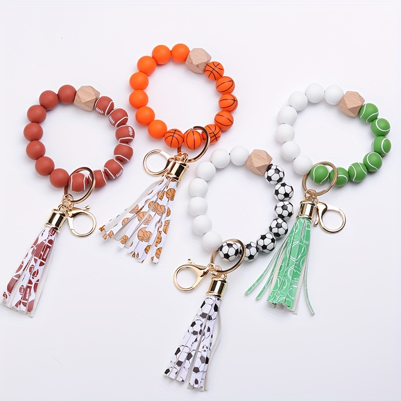 Amosfun luminous keychain Silicone Bracelet Keychain Silicone Bead Key Ring  Bracelet Wristlet Strap for Key wristlet strap for wallet lanyard for keys  detachable keychain Bag Hanging Decor at  Women's Clothing store