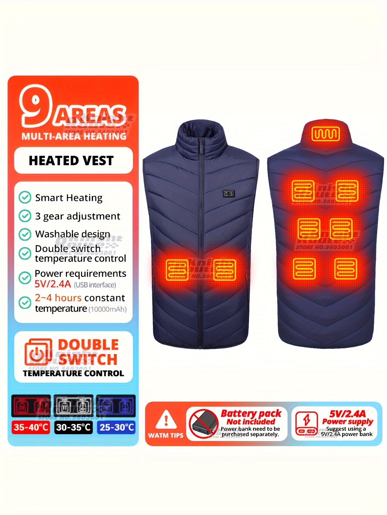 Men and Women Heated Trousers 3/4 Heating Zones USB Electric