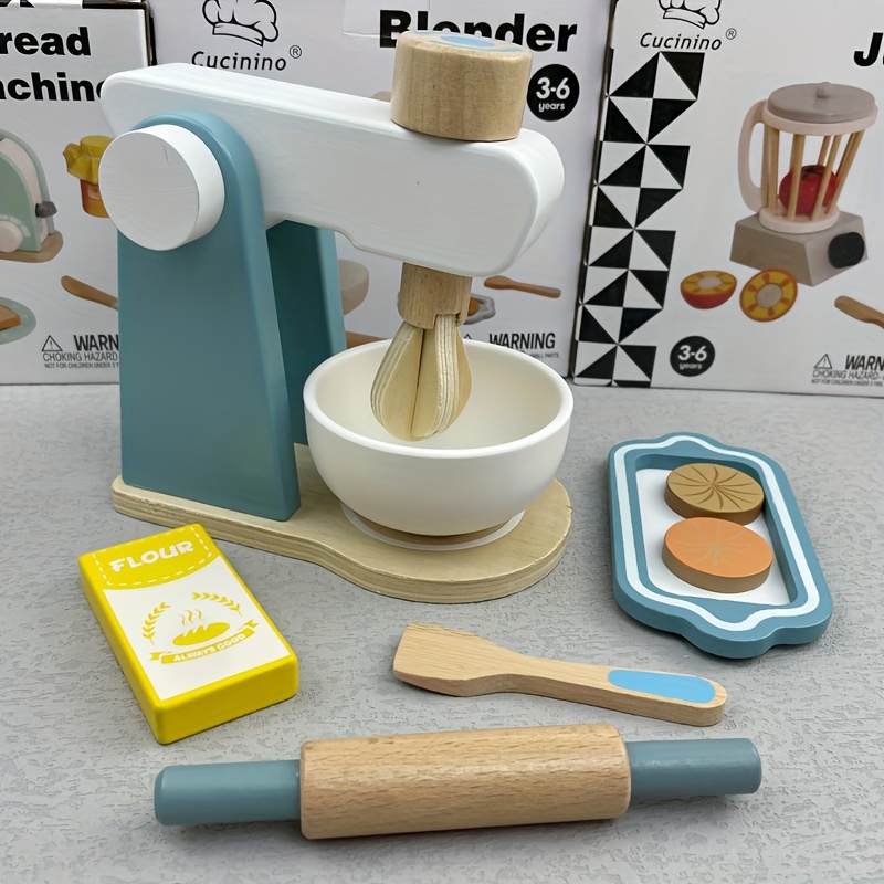 Kids Kitchen Accessories Kids Baking Set Toy Blender Wooden - Temu