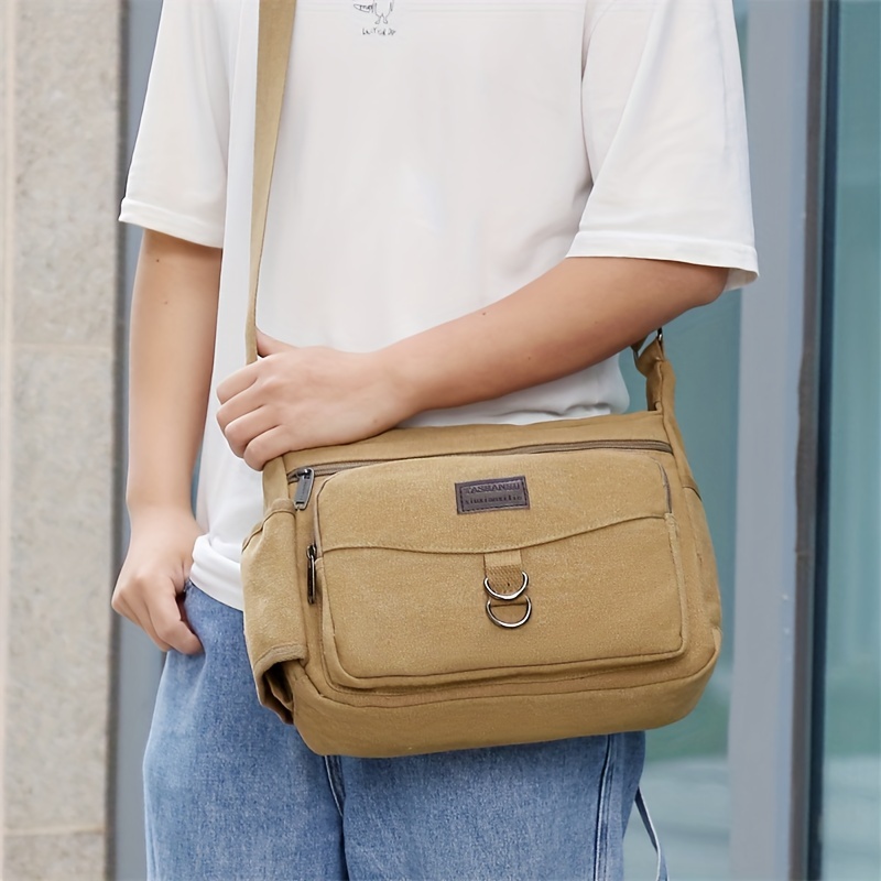 Men's Multifunctional Canvas Messenger Handbag Outdoor Sports Over Shoulder  Crossbody Side Bag