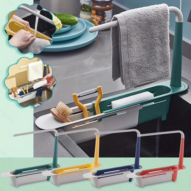 Telescopic sink outlet storage rack holder