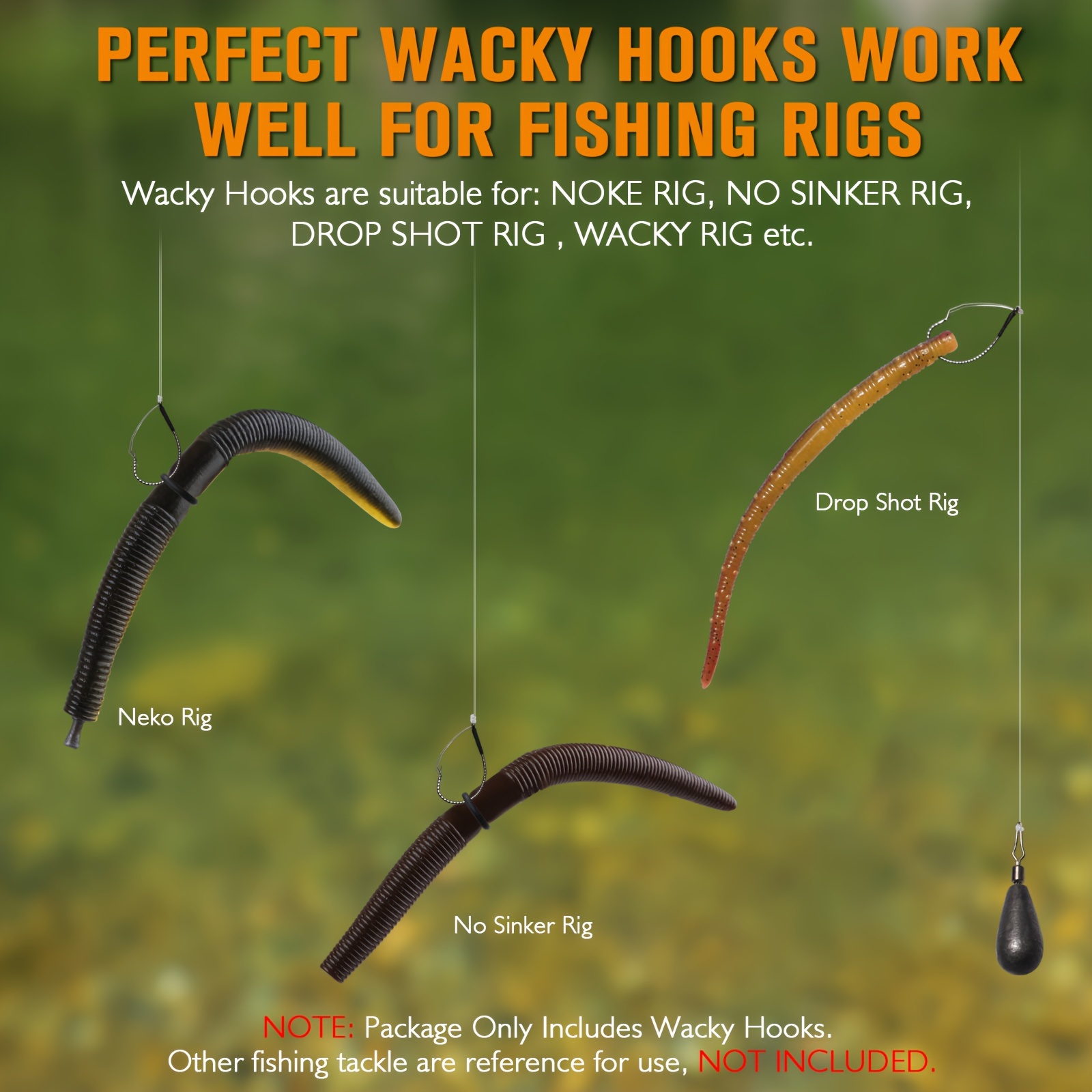 Wacky Weedless Fishing Hooks - 50pcs/Box Wacky Worm Hook with Weed