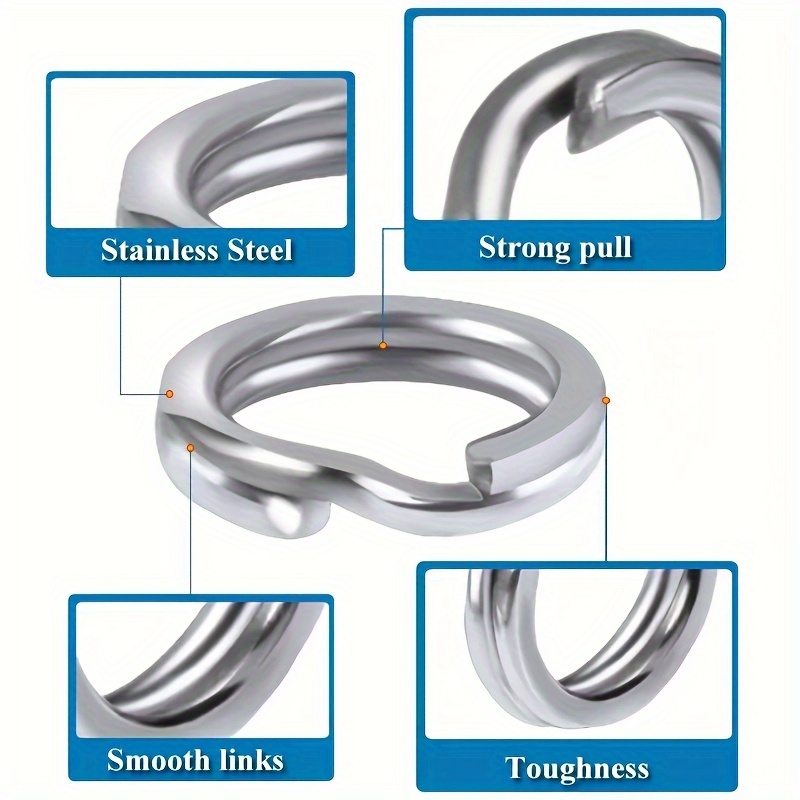 Stainless Steel Fishing Split Rings, Double Flat Wire Snap Ring