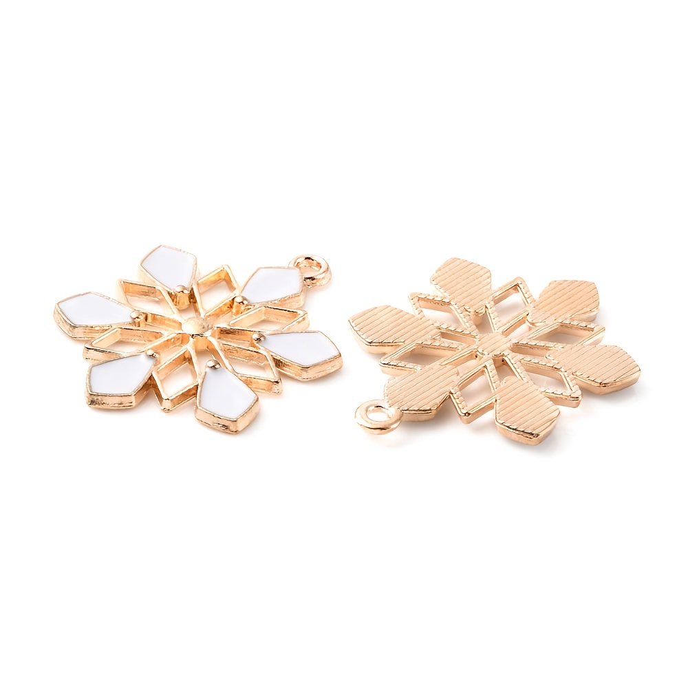 Christmas Series Snowflake Pendants Diy Alloy Enamel - Temu