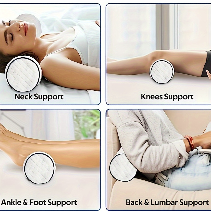 Paquete de 2 almohadas cervicales de bambú de espuma viscoelástica, cuello  redondo, soporte para dormir | Almohada de refuerzo para cama, piernas