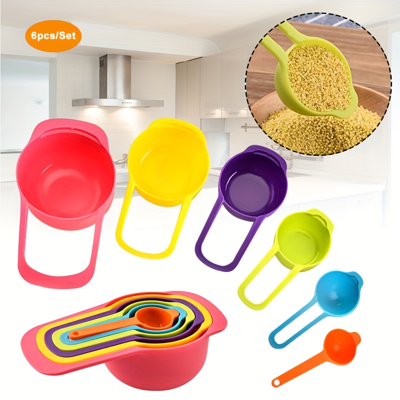 Measuring cups and spoons set of 12, Plastic Colorful Measuring Cups  Meausuring Spoons Stackable for Measuring Dry and Liquid Ingredients Great  for