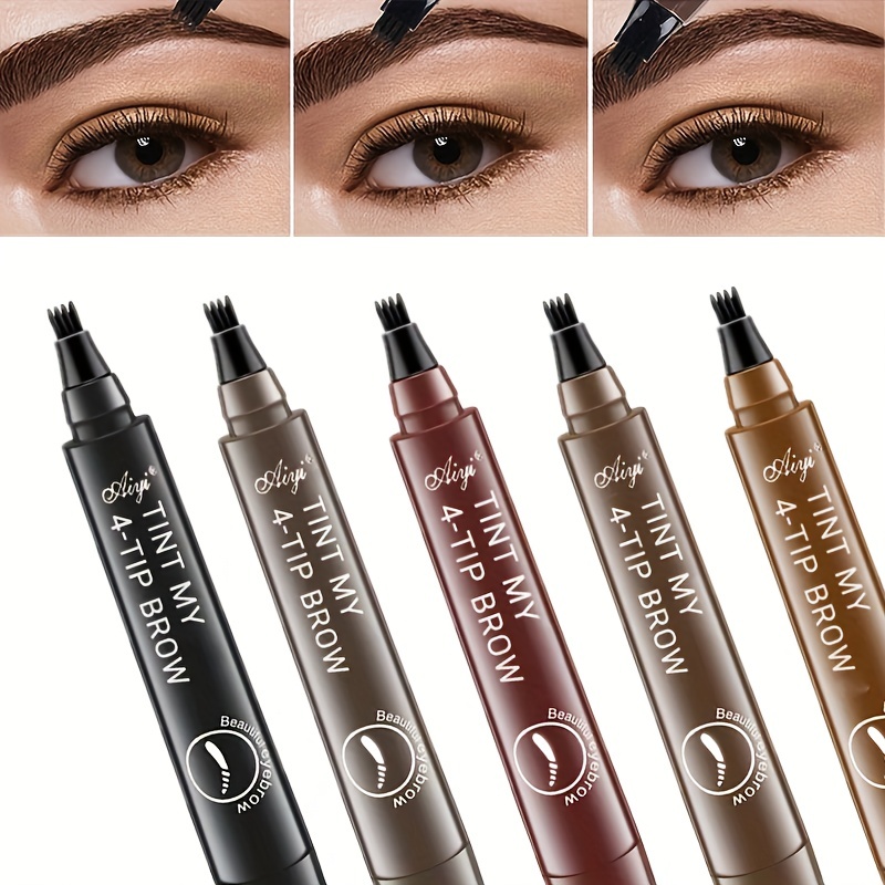 5 Colors Eyebrow Pencil, 4 Split Tip Liquid Eyebrow Pen Beard Filling Pen,  Eyebrow Styling Makeup Tool
