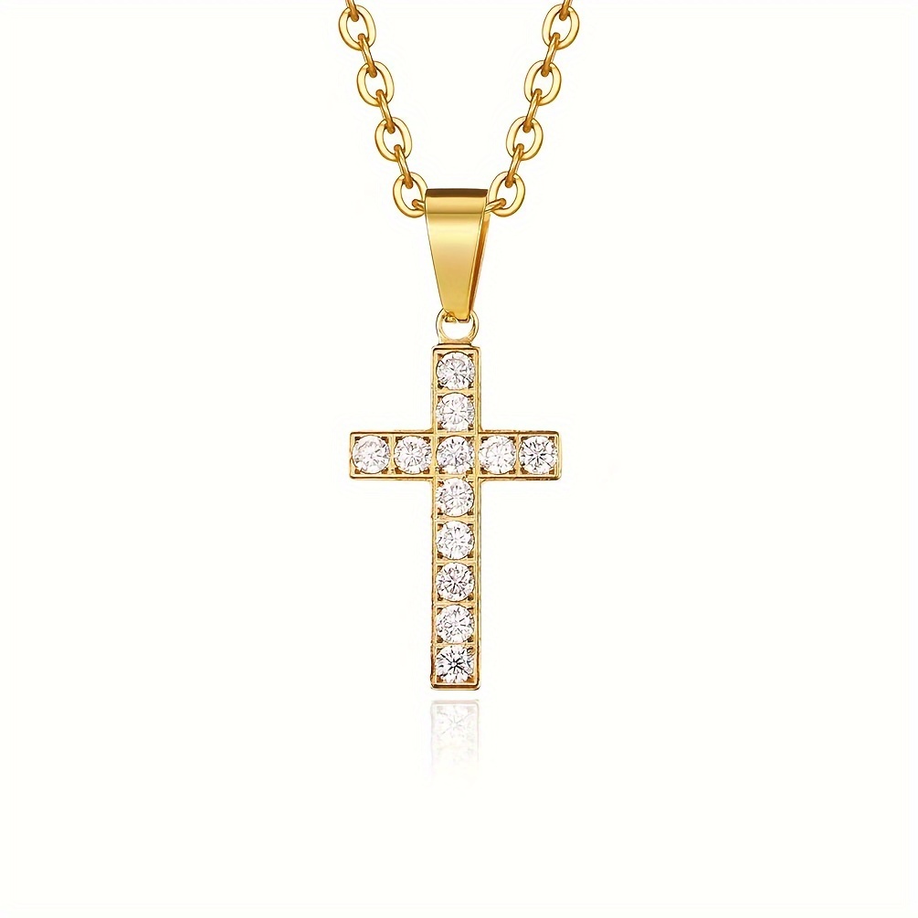 Simple diamond cross on sale necklace