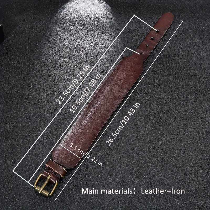 Men's Retro Motorcycle Punk Leather Wide Bracelet