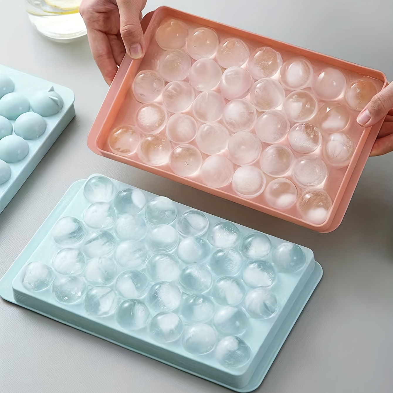 Silicone Ice Cube Tray, Pressable Ice Box With Cover, Food-grade