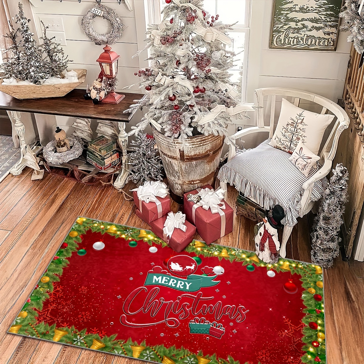 Non Slip Merry Christmas Decorative Mats Rugs Welcome - Temu