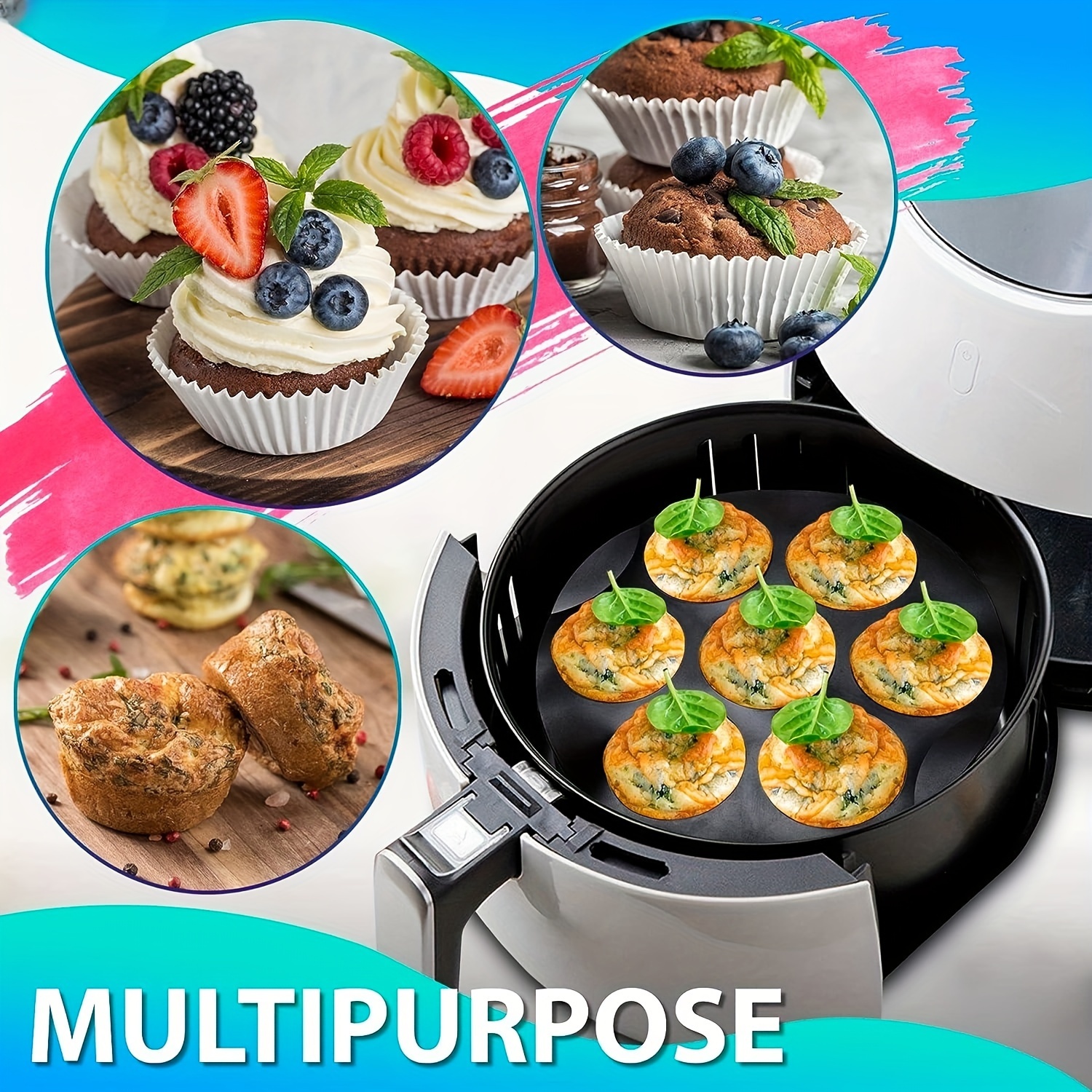 Air Fryer Muffin Pan, Silicone Mini Cupcake Molds, Baking Mold