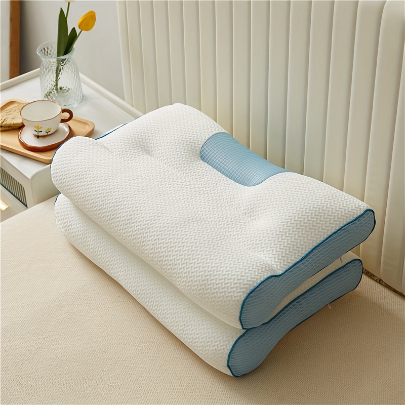 ergonomic 4d cervical support pillow anti snore   washable for   ideal for dorms home use blue details 5