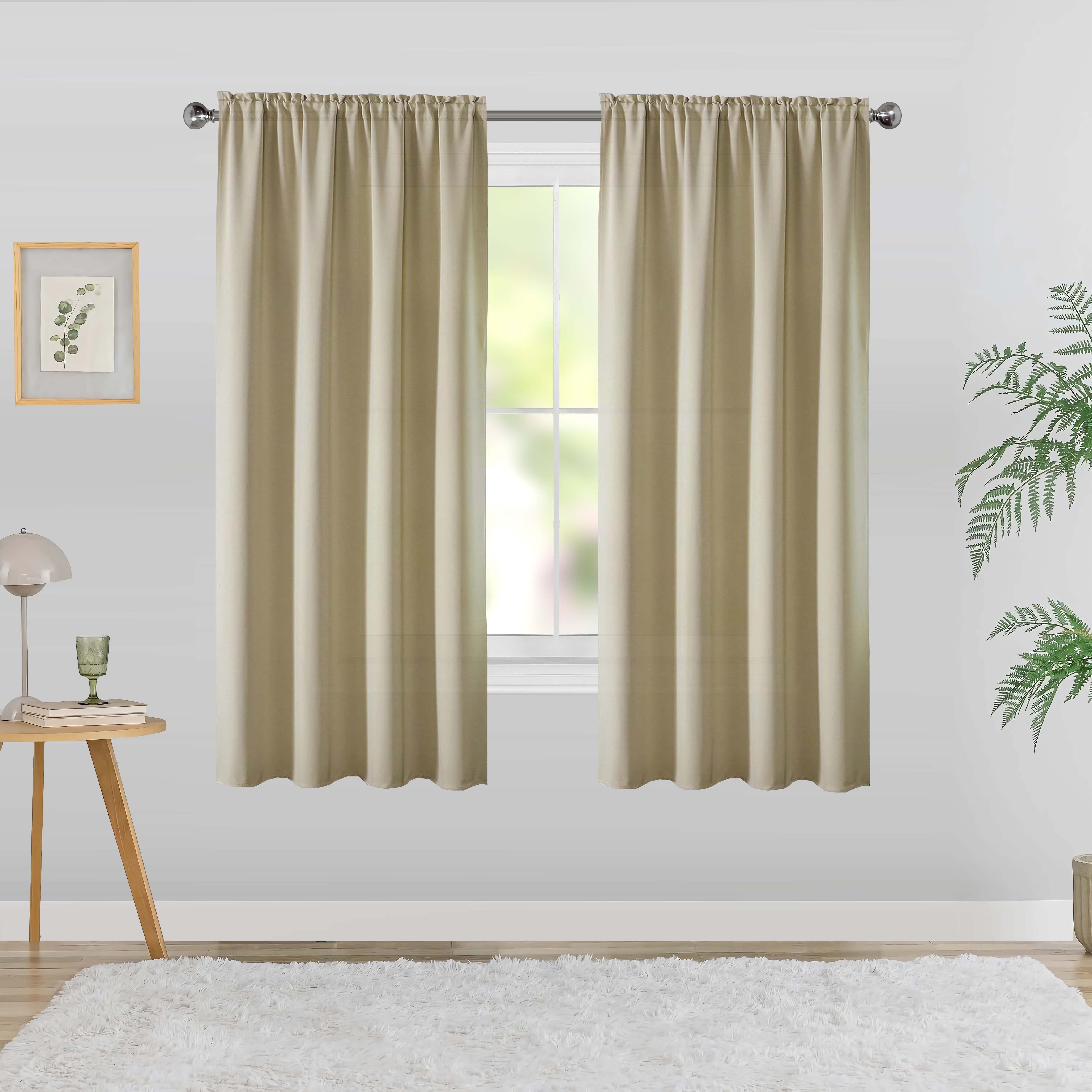 2pcs solid color light filtering curtains rod pocket window treatments curtain drapes suitable for living room bedroom office home decor