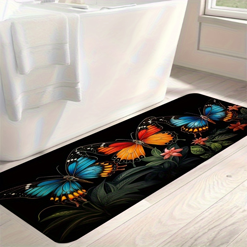  Alfombra impermeable para exteriores con mariposa de