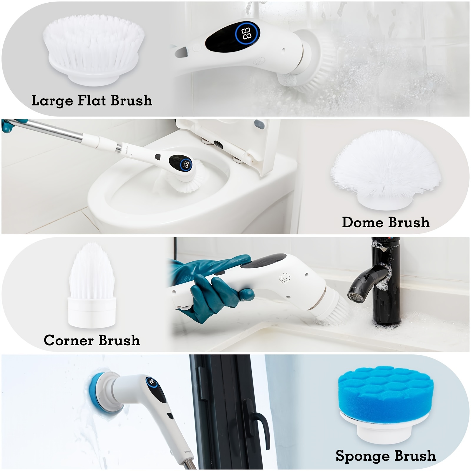 Extendable Bathtub Scrubber, Shower Brush Scrubber With Long Extendable  Handle -2in-1 Tub And Tile Cleaning Brush Interchangeable Head Attachment Shower  Scrubber For Cleaning Bathroom Shower Bathtub Floor - Temu