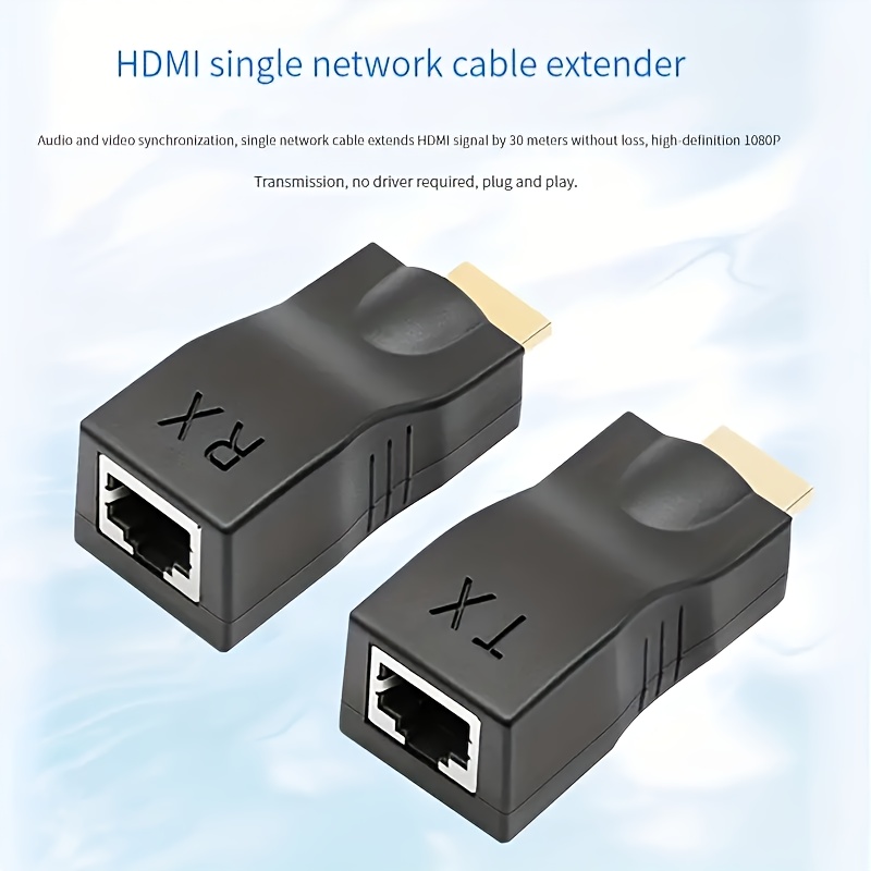 HDMI Extender Over Cat 5e/6, HDMI to RJ45 Ethernet Network Converter 2  Ports, Support 1080 P UP to 30m/98ft, Suitable for HDTV, Set Top Box, DVD,  PS4