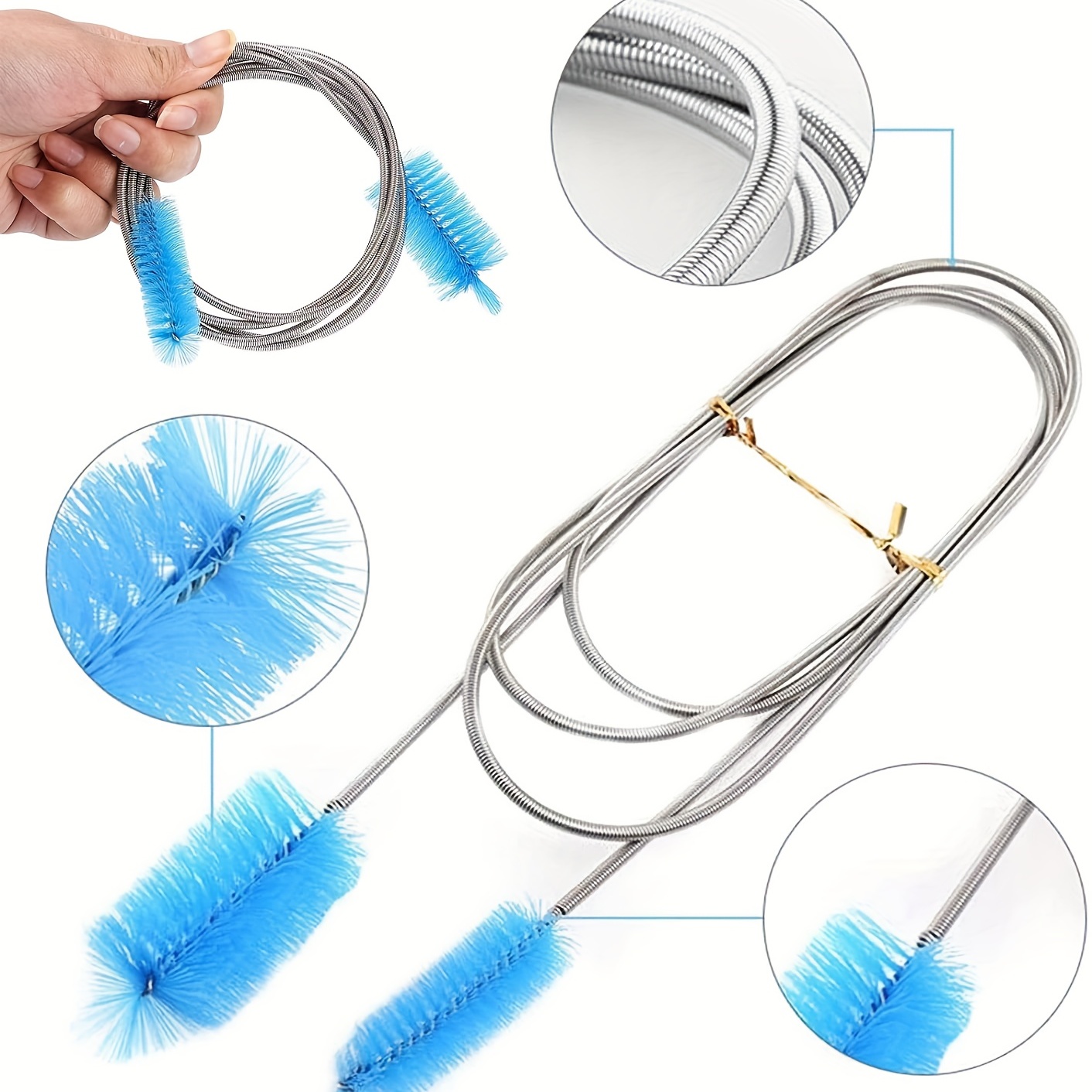 Flexible Drain Brush-Extra Long Nylon Cleaner for Cleaning Plumbing Sink  Fridge Skinny Pipe Air Tube Hose Dredging Tool 143cm/56 inch (1 PCS)
