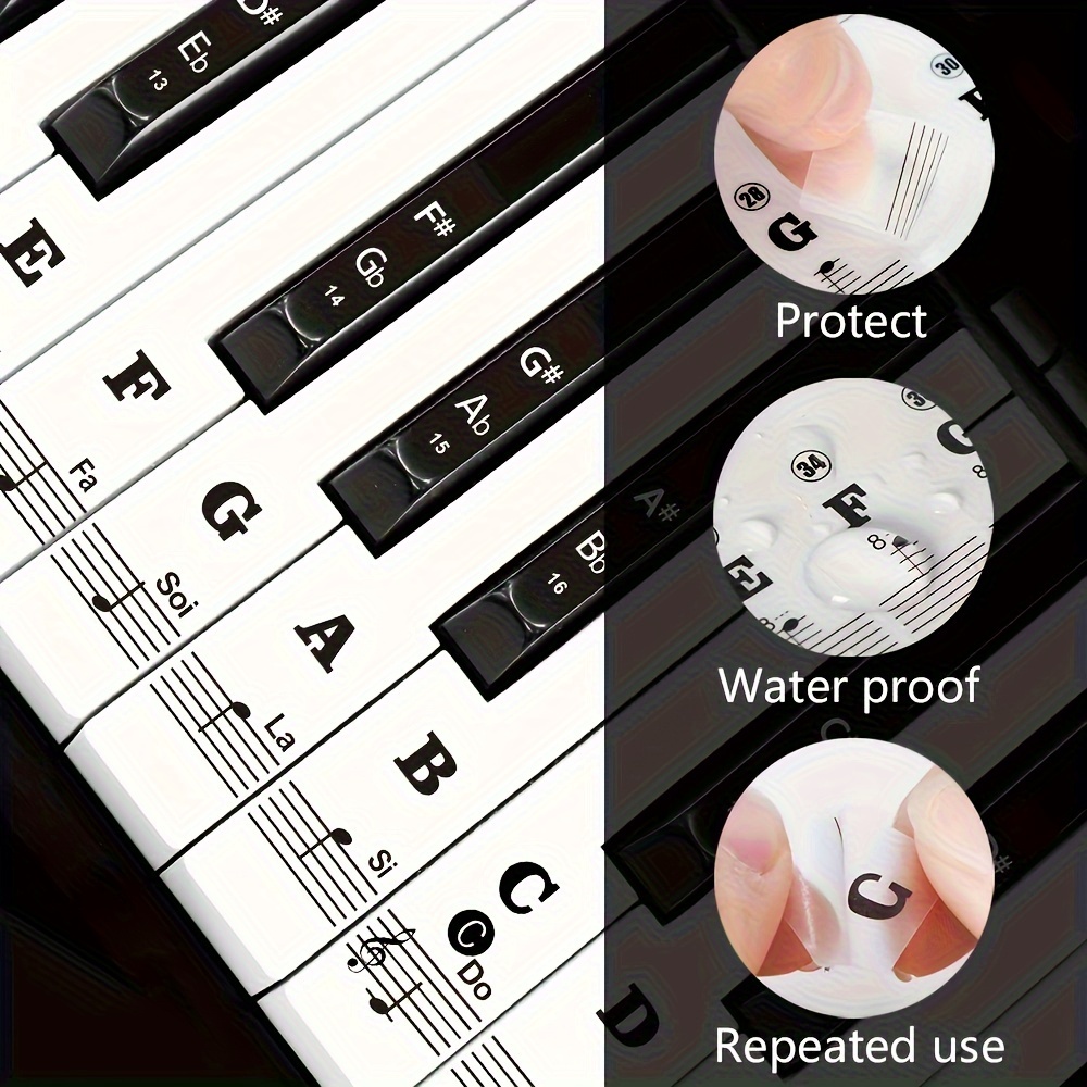 Piano Keyboard Sticker 88/61/54/49/37 Keys Removable Piano - Temu