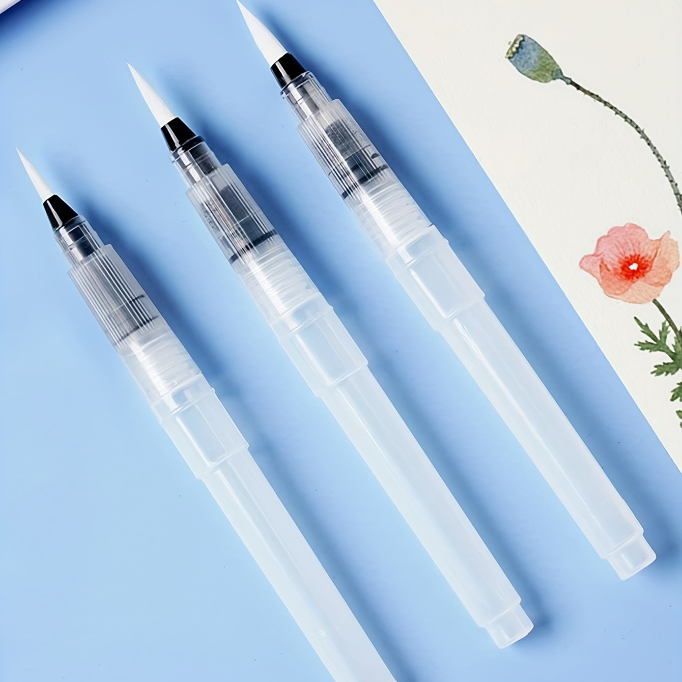 12pcs Watercolor Brush Pens, Refillable Water Brush Pens For Watercolor,  Water Soluble Colored Pencil Watercolor Water-Base Water Color Pen For  Adults