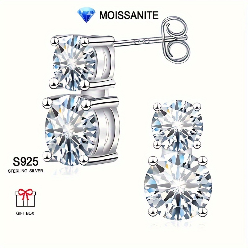 

1pair 925 Sterling Silver 3ct Moissanite Gourd Stud Earrings For Men, Couple Earrings For , Classic Birthday Christmas Valentine's Day Anniversary New Year Gift, With Gift Box