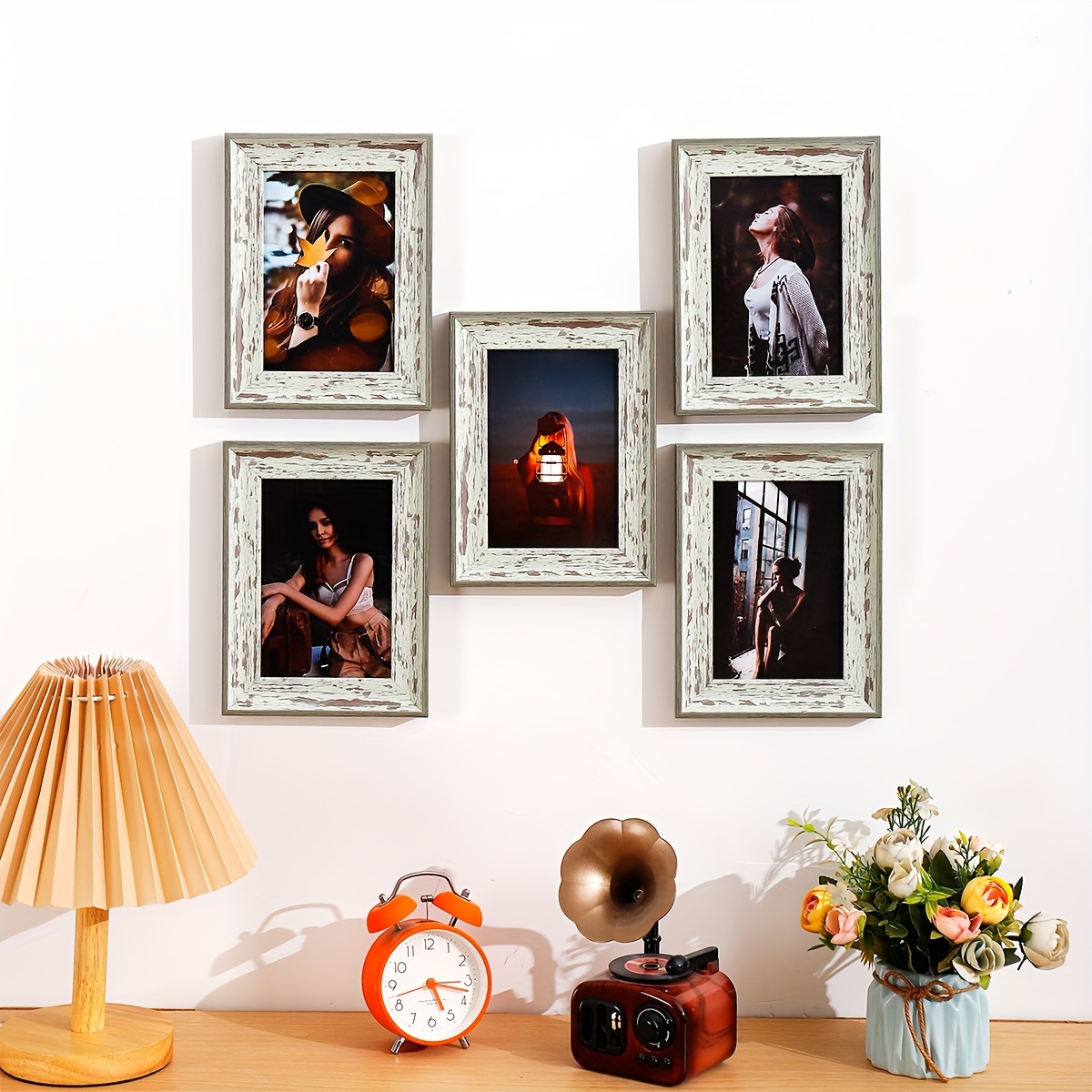 Cornici in legno massello Cornice per foto in legno Foto di matrimonio di  famiglia Decorazione da parete da tavolo 6 pollici (10,2 * 15,2 cm) A