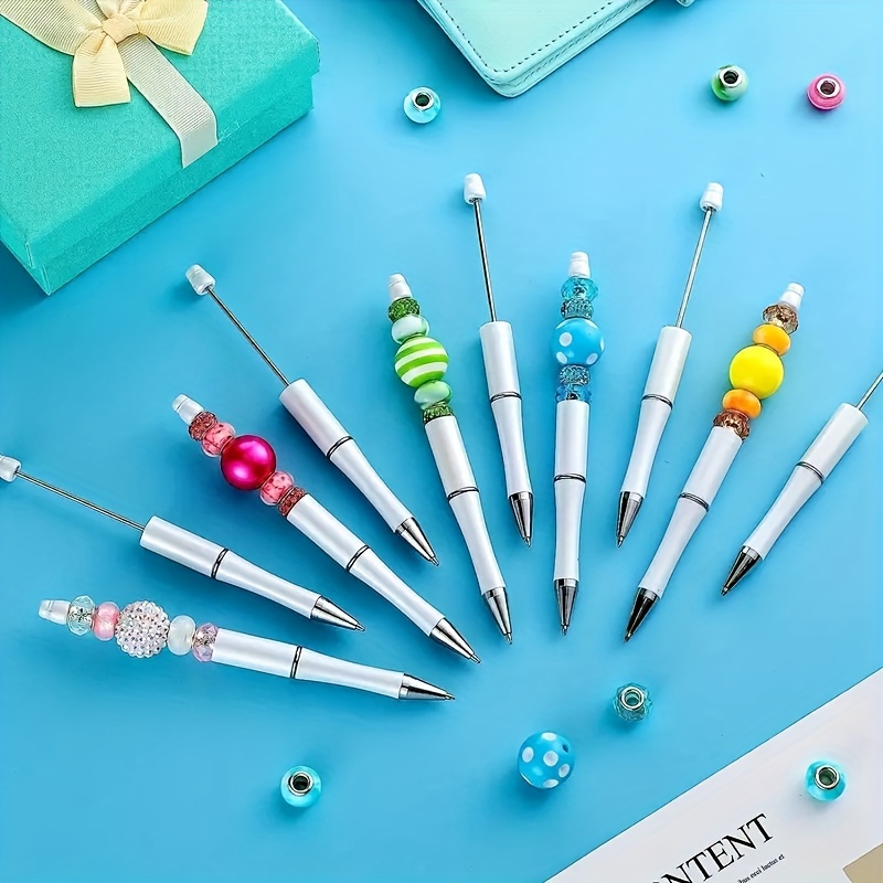 10pcs Beaded Pens: Creative Diy Plastic Beaded Ballpoint Pens, Printable  Plastic Beaded Ballpoint Pens