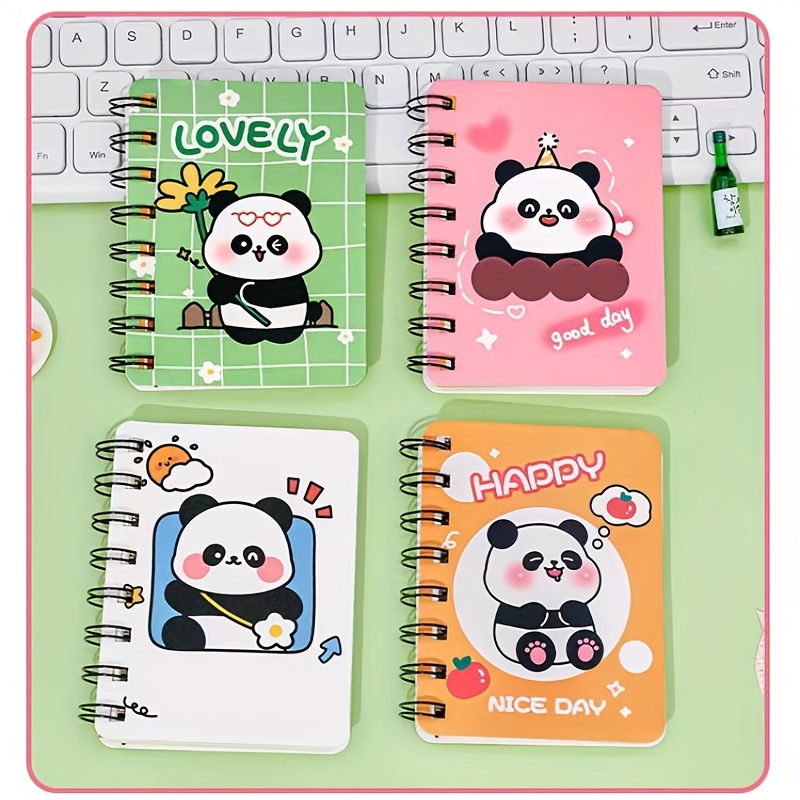 Cute Panda Side Flip Coil Mini Notebook