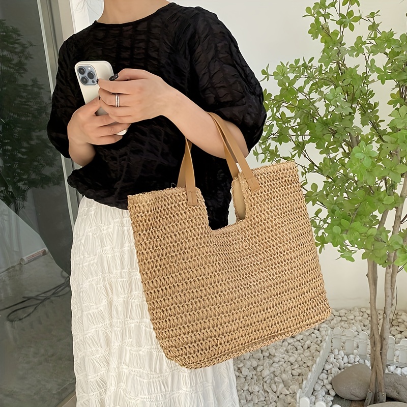 Oversized straw hot sale beach bag