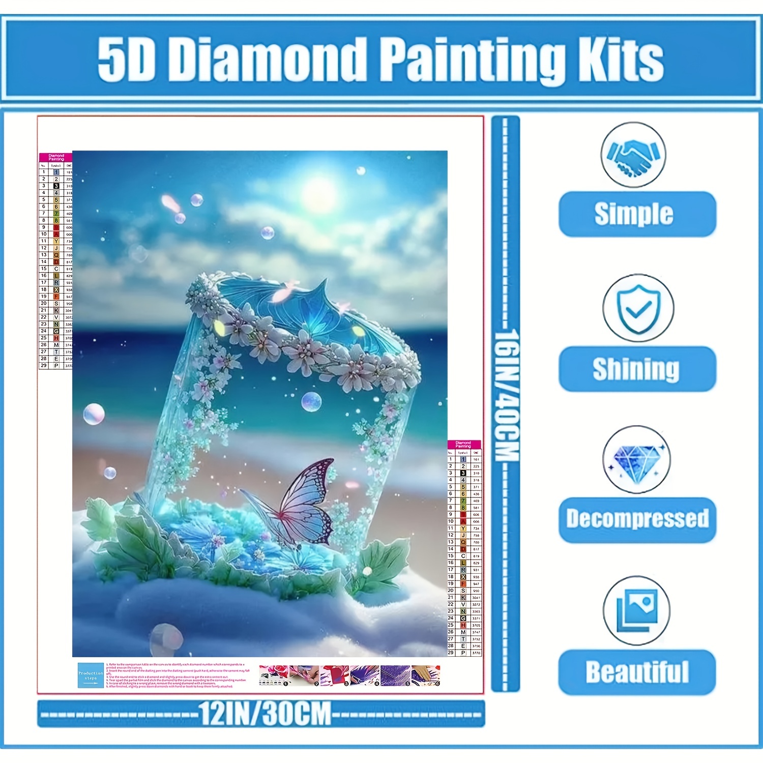 Kit Pintura Diamantes Adultos Mariposa 12 X 16 Pulgadas Kit - Temu Chile