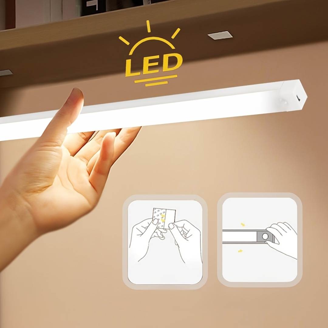 Luz LED para armario, sensor de movimiento, iluminación debajo del  gabinete, 20 luces LED recargables de seguridad, inalámbricas, portátiles