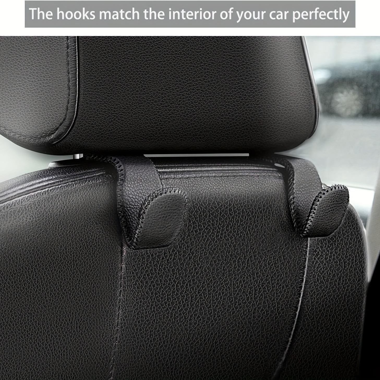 Headrest Hooks Car Back Seat Organizer Black Leather Hanger - Temu