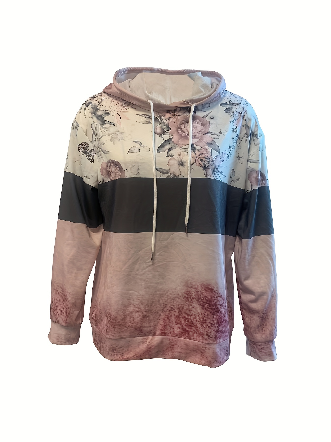 Floral Print Long Sleeve Hoodie Casual Every Day Sweatshirt For Spring Fall  Womens Clothing, Save Money On Temu
